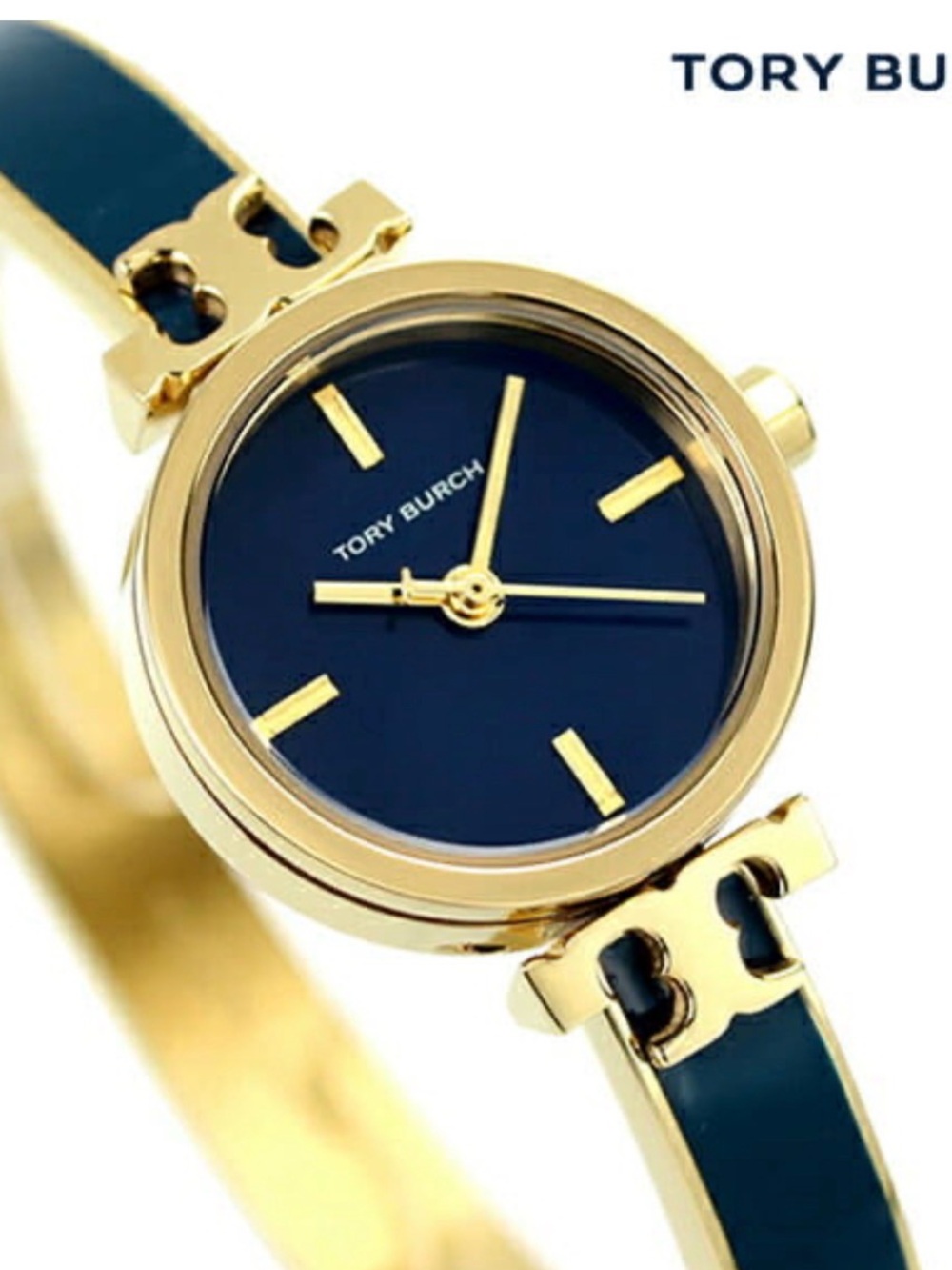 Tory Burch Kira Bangle Watch with Navy Dial and Navy Enamel Bangle 22mm